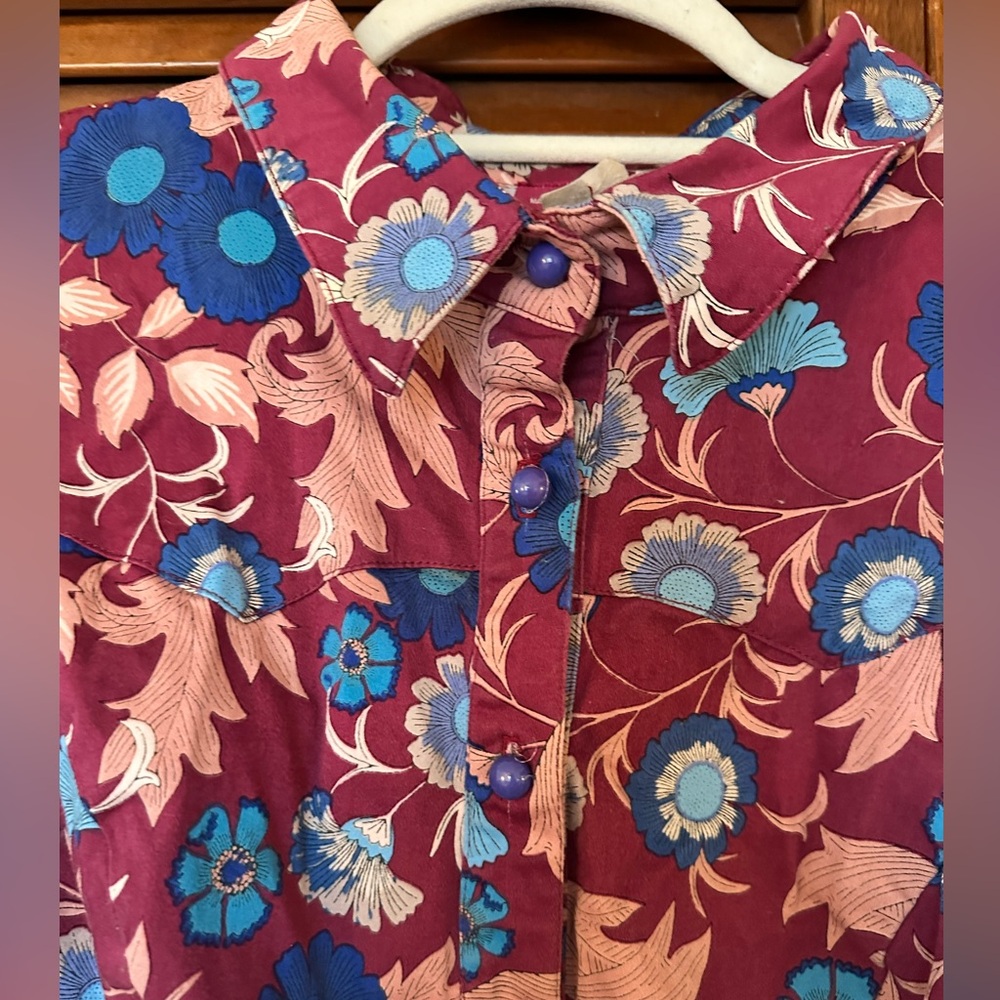 Ixia From Modcloth Collared Button Down Retro Flo… - image 6